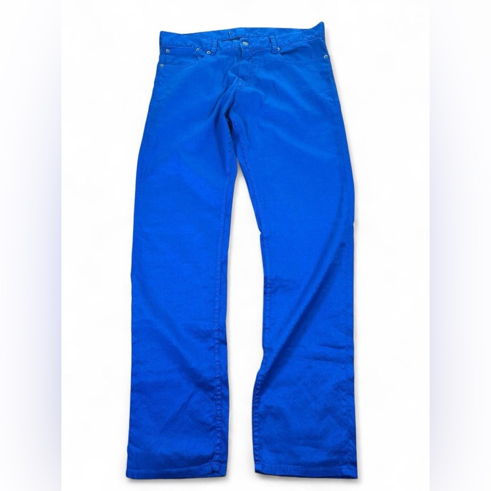 Ralph Lauren Purple Label Men’s Blue Slim Fit Linen-Cotton Jeans 37x33